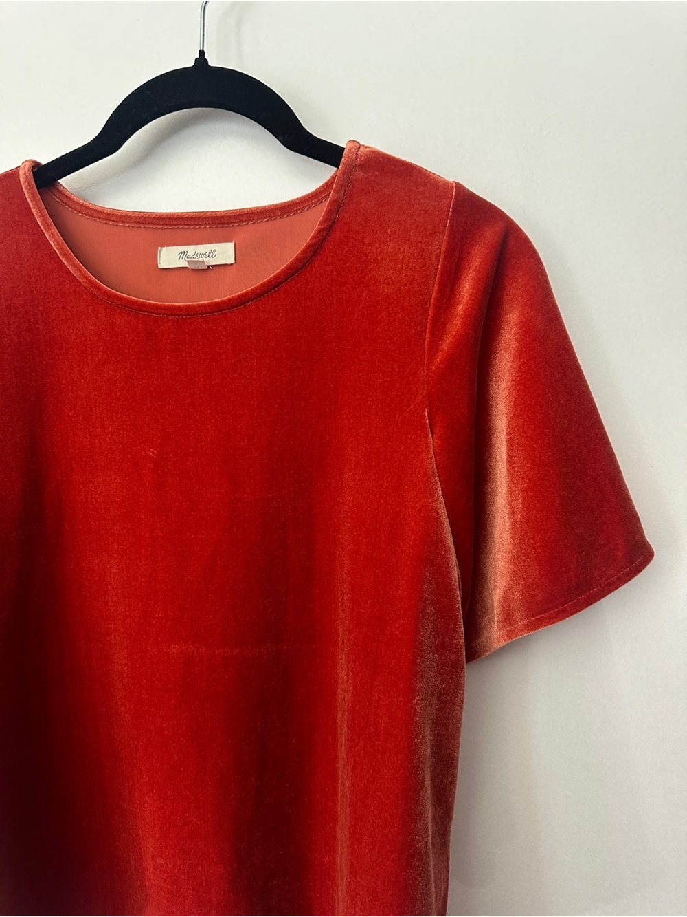 Madewell Velvet Short-Sleeve Top - Rust Red - Picture 3 of 6